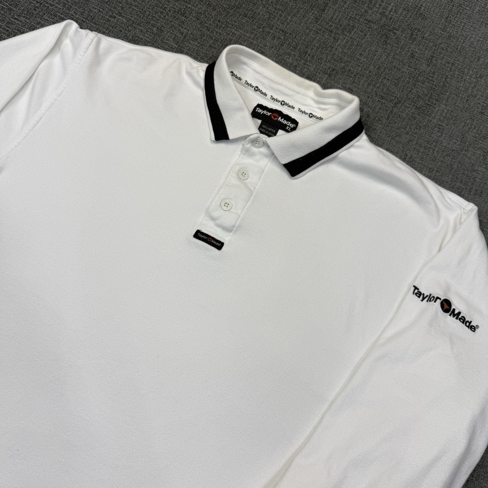 TaylorMade Polo Shirt Men's XL White Long Sleeve Golf Preppy Y2K‎